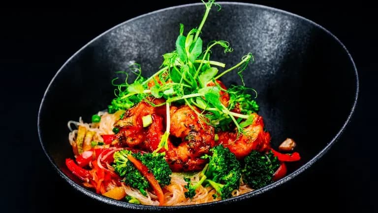 Stikla nūdeles ar tīģergarnelēm